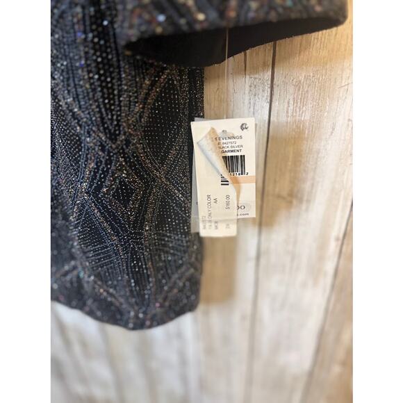 Alex Evenings Black Silver 3/4 Sleeve Sparkly Cocktail Twin Set Plus Size 2X NWT - Picture 8 of 10